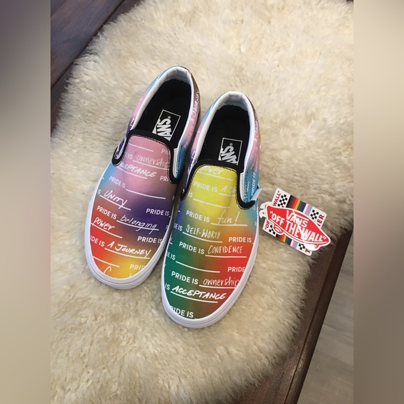 Vans Classic Slip-On - Pride Rainbow Positive Affirmations 7.5 - Picture 13 of 16